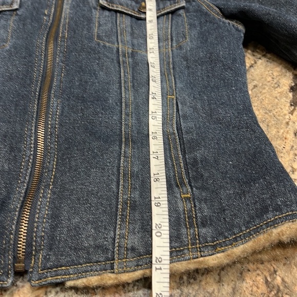 Jean jacket quilted lining faux fur trim Size S - Picture 13 of 13